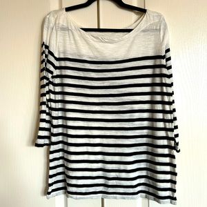 Loft Nautical black and White Striped boat neck long sleeve tunic size large